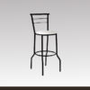 Banqueta con respaldo de caño y asiento tapizado. De Rina.