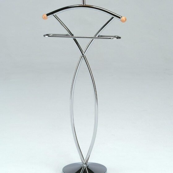 Perchero Rodín N° 401, valet. Cromado, con soporte para abrigo y pantalonera.