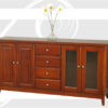 Bahiut recto de madera, 1,80 mt de ancho, con 4 puertas, 4 cajones y estantes. Cod. "1112", de Mobilia.