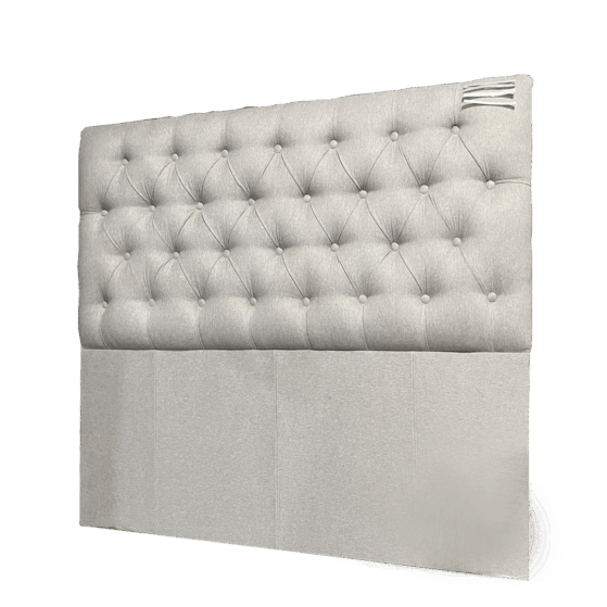 Respaldo "Emperador" de 140 cm, con tapizado de tela en capitoné, sin borde. De HyJ.