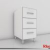 Bajomesada "America II", módulo cajonero de 40 cm, blanco con aluminio. De Ricchezze.