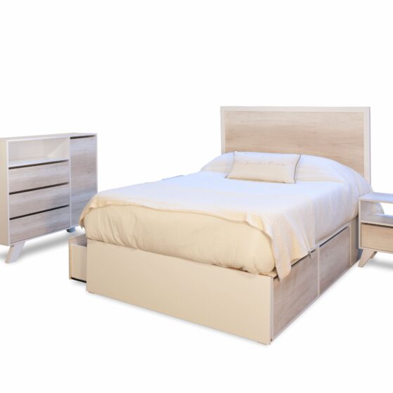 Cama Box de 2 plazas (no inlcuye el respaldo, se vende por separado). Línea "Vika", de Caon.