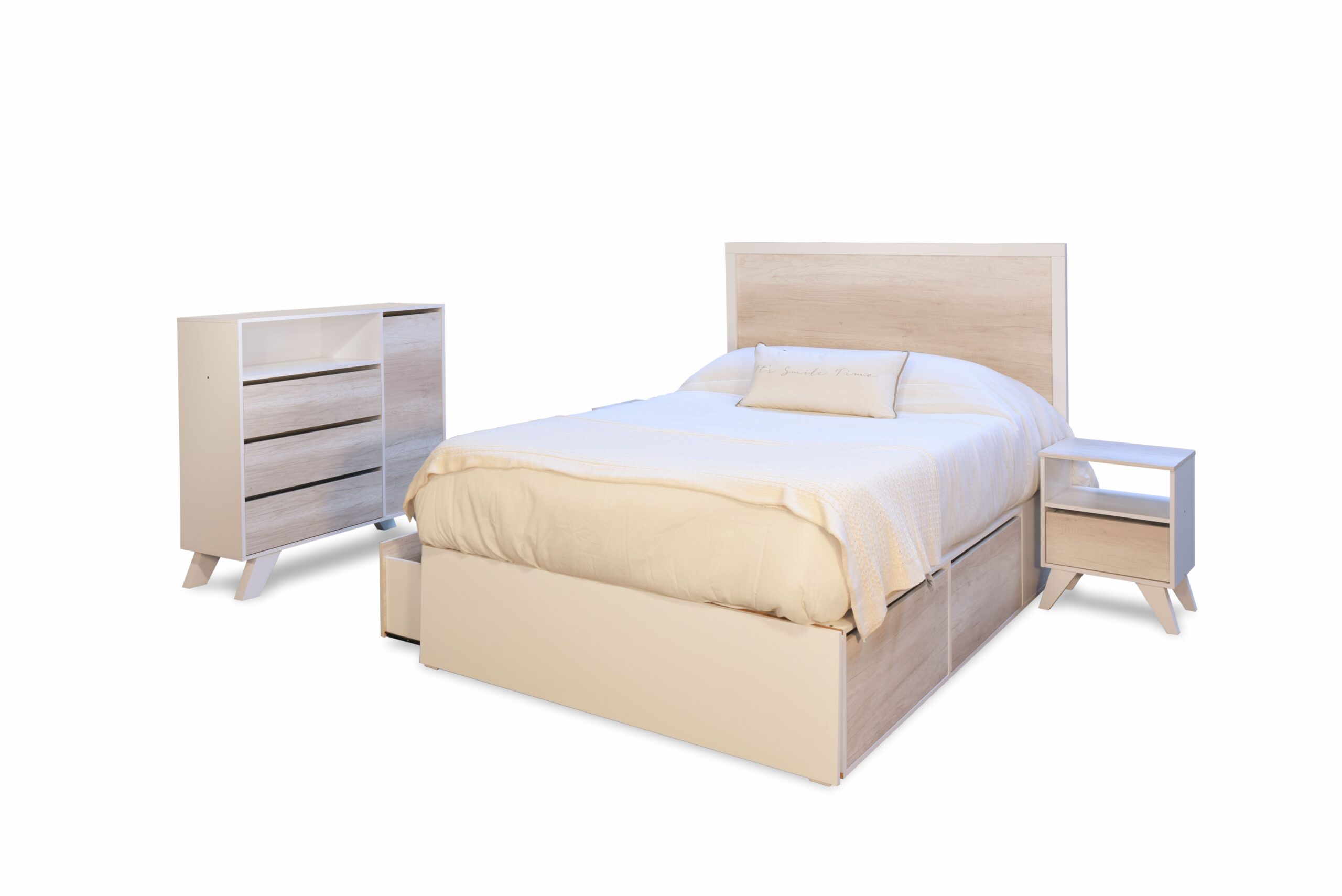 Cama Box de 2 plazas (no inlcuye el respaldo, se vende por separado). Línea "Vika", de Caon.