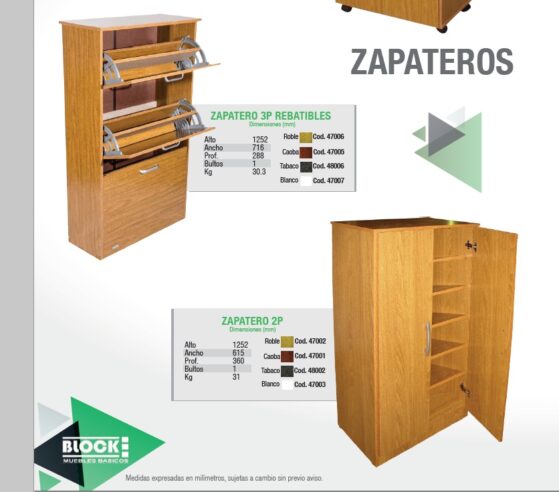 Zapatero de 3 puertas rebatibles. Modelo blanco o tabaco. De Block. - Imagen 4