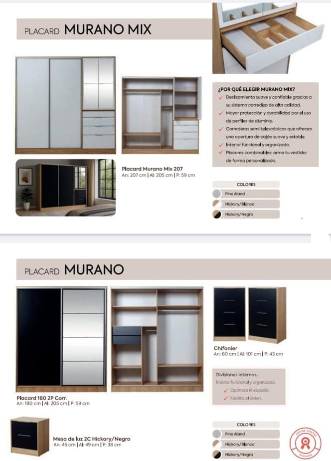 Placard de 1,80 mt con puertas corredizas, con espejo completo. Línea "Murano", de Ricchezze. - Imagen 18