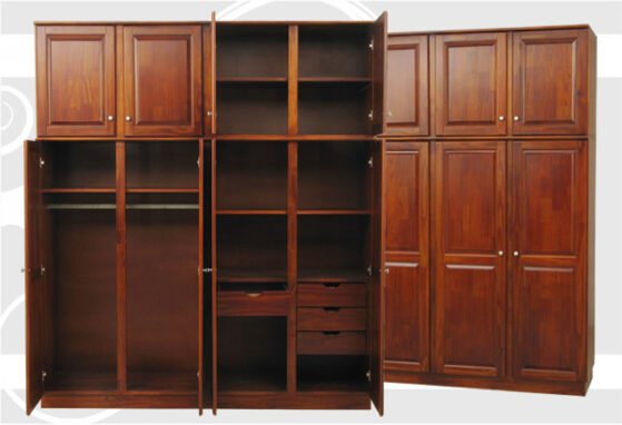 Placard «2 metros» con cajones de madera maciza, cod. 1801. De Mobilia.