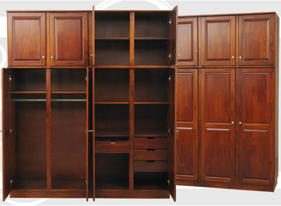 Placard «2 metros» con cajones de madera maciza, cod. 1801. De Mobilia.