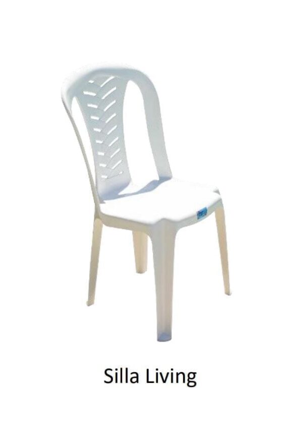 Silla plástica "Living", blanca apilable. De Descansar.