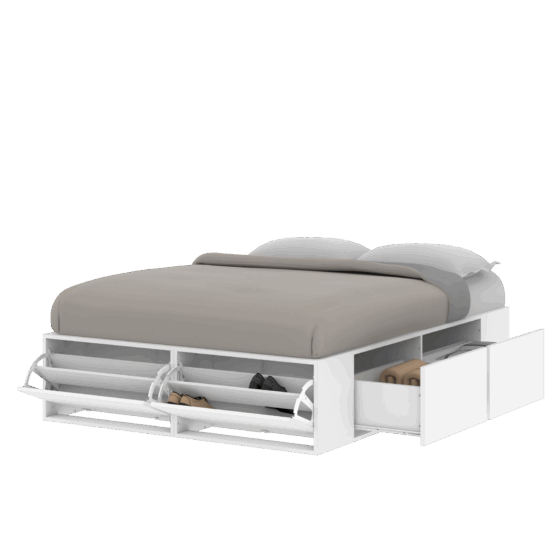 Cama extensible de 140 a 160 de ancho, moderna Con Cajones Y Botineros. Línea"Niza" Cód. "CAM160" de Dielfe. - Imagen 5