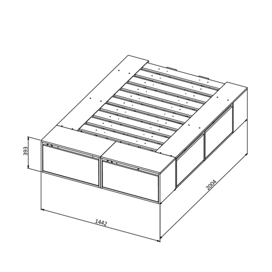 Cama extensible de 140 a 160 de ancho, moderna Con Cajones Y Botineros. Línea"Niza" Cód. "CAM160" de Dielfe. - Imagen 7