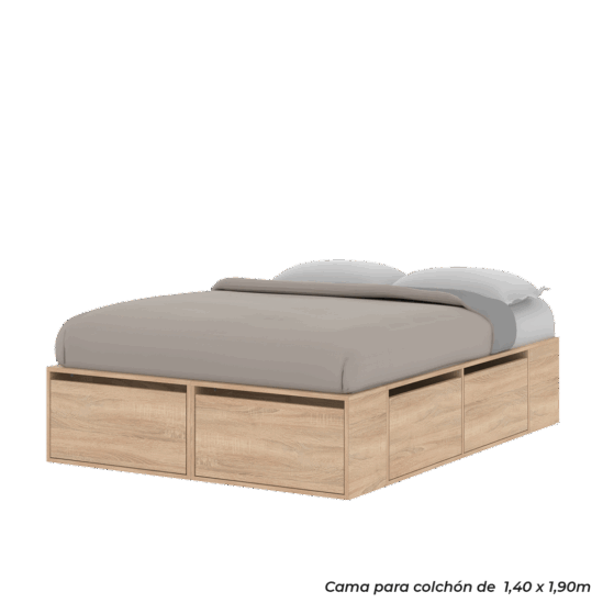 Cama extensible de 140 a 160 de ancho, moderna Con Cajones Y Botineros. Línea"Niza" Cód. "CAM160" de Dielfe. - Imagen 11
