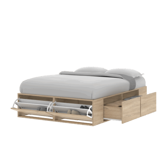 Cama extensible de 140 a 160 de ancho, moderna Con Cajones Y Botineros. Línea"Niza" Cód. "CAM160" de Dielfe.
