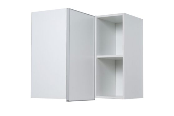 Alacena "Potenza" Esquinera, módulo de 68 cm blanco con aluminio. De Ricchezze.