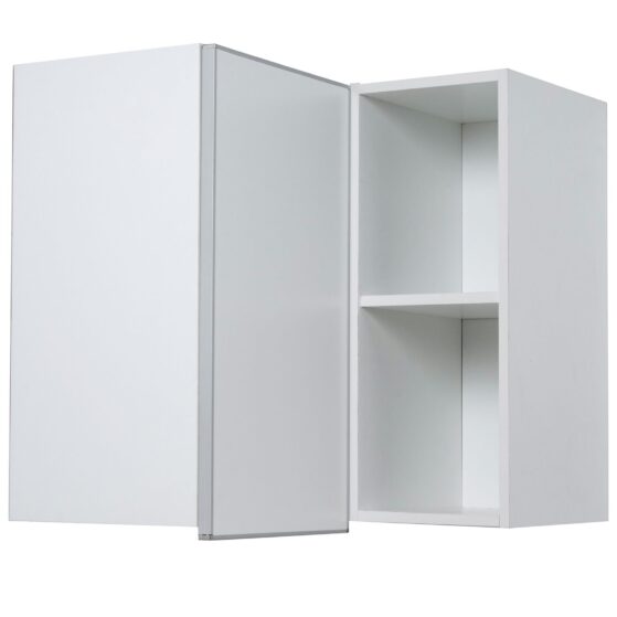 Alacena "Potenza" Esquinera, módulo de 68 cm blanco con aluminio. De Ricchezze.
