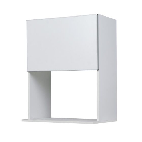 Alacena "Potenza", módulo de 60 cm Porta horno microondas. blanco con aluminio. De Ricchezze.