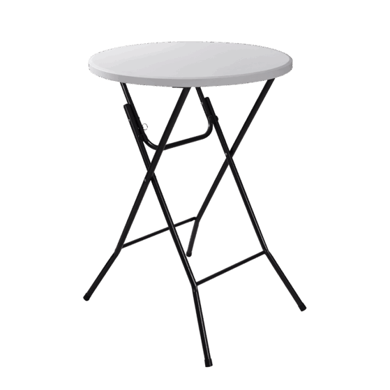 Mesa plegable Plástica Redonda 80 cm, con Tapa Blanca Lisa. Patas de acero. Modelo "NZY-80H".