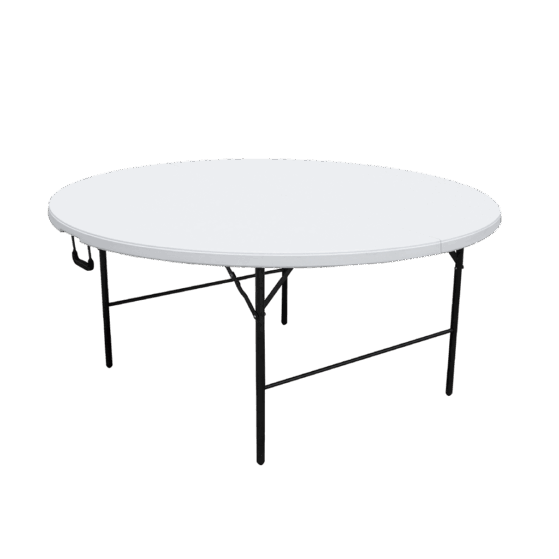 Mesa plegable Plástica Redonda 160 cm, con Tapa Blanca Lisa. Patas de acero. Modelo "ZY-160".