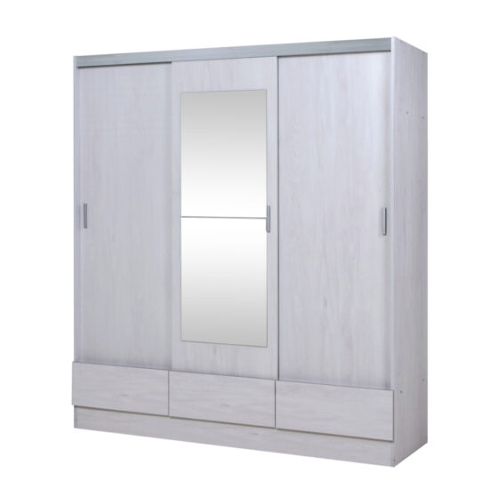 Placard de 3 Puertas corredizas con espejo, con lustre interno, 170 cm. Colores disponibles. Línea «Tana Plus», de Ricchezze.