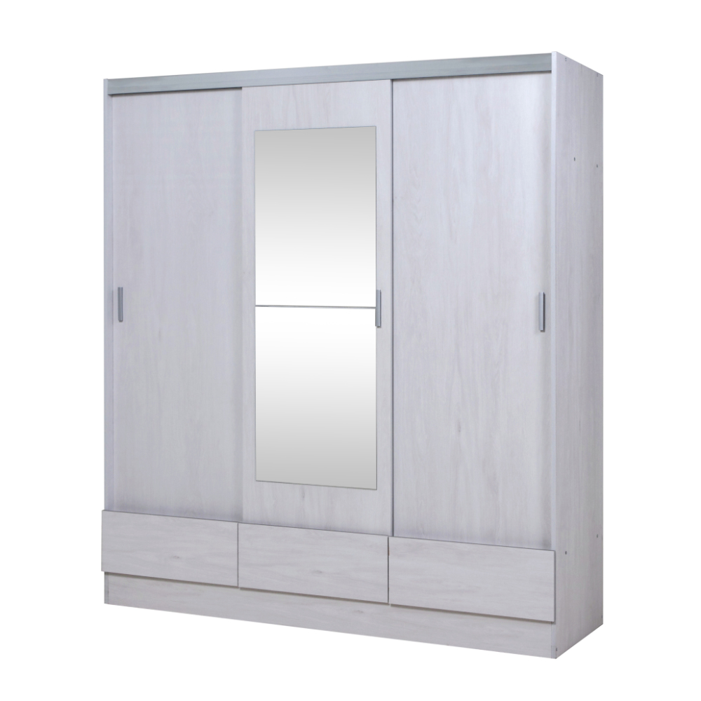 Placard de 3 Puertas corredizas con espejo, con lustre interno, 170 cm. Colores disponibles. Línea «Tana Plus», de Ricchezze.