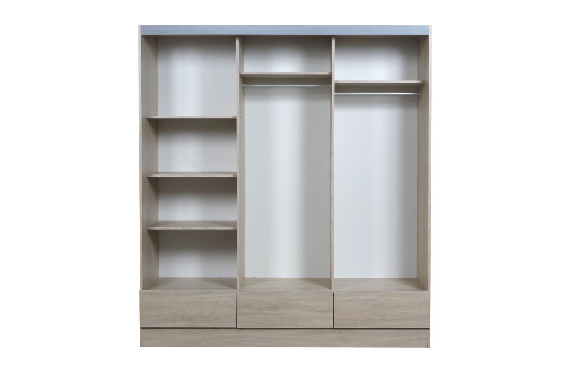 Placard de 3 Puertas corredizas con espejo, con lustre interno, 170 cm. Colores disponibles. Línea «Tana Plus», de Ricchezze. - Imagen 2