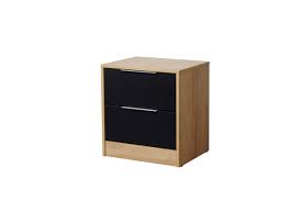 Mesa de luz 2 cajones Hickory Negro. Línea "Murano", de Ricchezze.