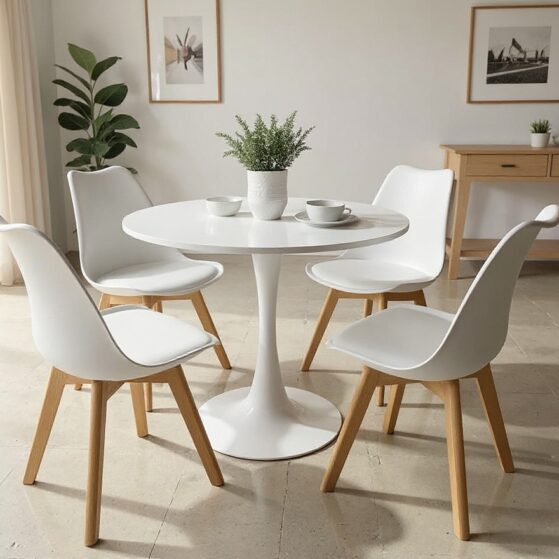 Silla de comedor Tulip. Blanco o Negro. De Dielfe.