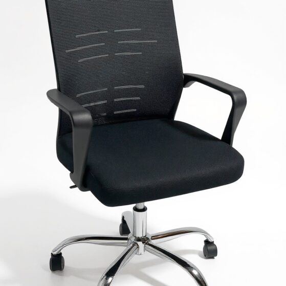 Sillón de escritorio respaldo alto con rueda y base cromada «B07». De DIELFE