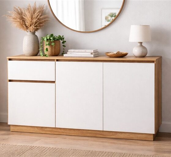 Bahiut Mesina con 3 puertas y 1 cajón, de 160 cm. Línea "Mesina". De Ricchezze.