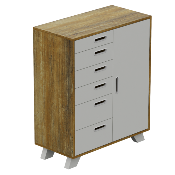 Cómoda chifonier de 6 cajones con puerta, de 0,90 mt de ancho. «NORDIC N28» - de La Esperanza.