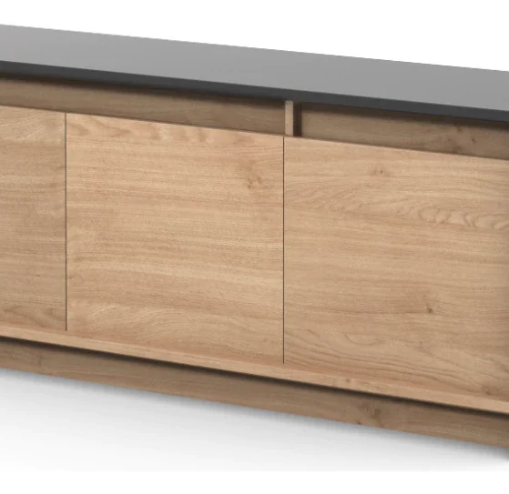 Rack «NIZA» 3 puertas de 130 cm. Gris con Roble Bardolino. Modelo RPN130, de Dielfe