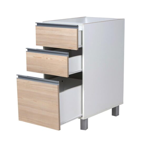 Bajomesada cajonero "Potenza", módulo de 40 cm blanco con frente champagne. De Ricchezze.
